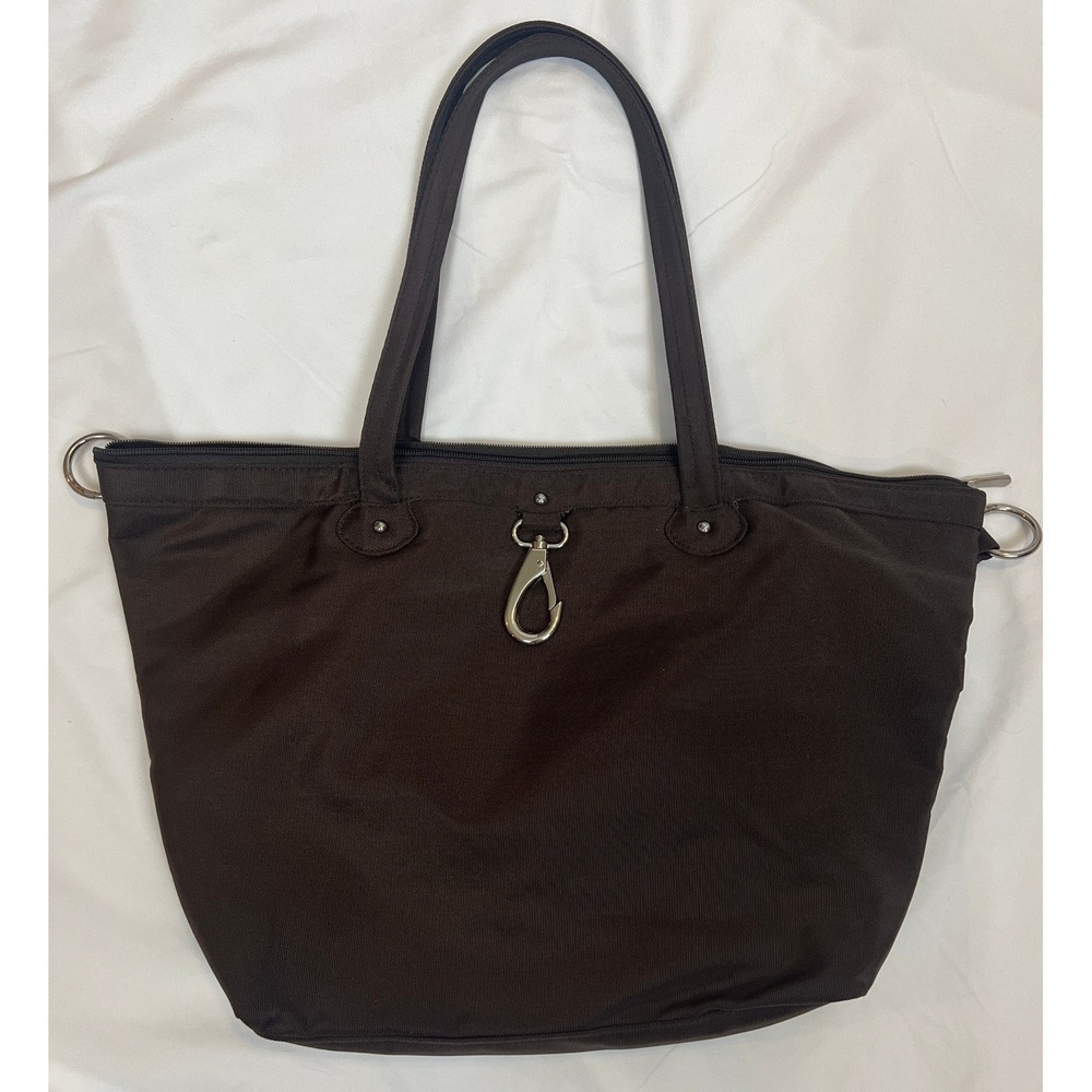 Magellan Brown Nylon Convertible Travel Tote Bag Shoulder Bag Organizer Pockets